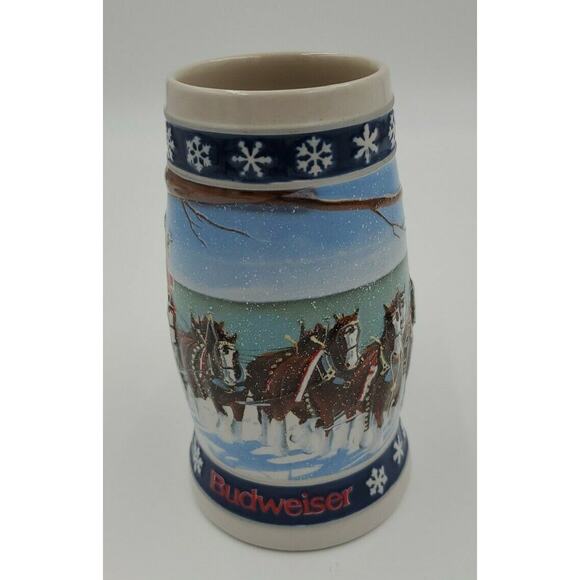 Vintage Anheuser Busch BUDWEISER 1995 Clydesdale Annual HOLIDAY BEER STEIN Mug - Picture 3 of 7